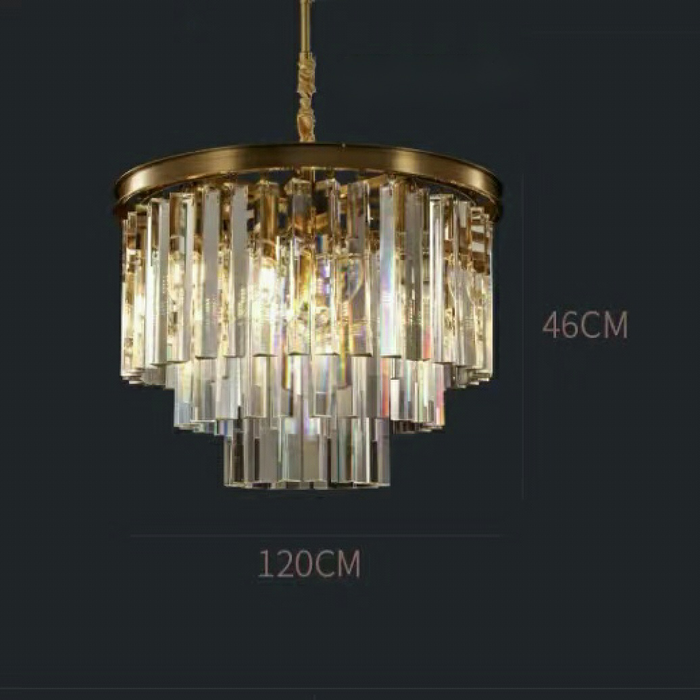 Lámpara de techo de lujo para sala de estar, candelabro de cristal de cobre puro, moderna