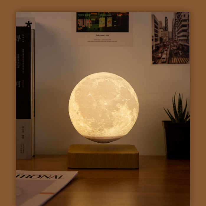 Lámpara de mesa flotante levitante magnética con luz LED de noche de luna con impresión 3D