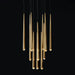 Minimalist Cool Metal Style Ceiling Light Fixture Foyer Pendant Chandelier In Gold Brass Finish Bar Dining Table Staircase