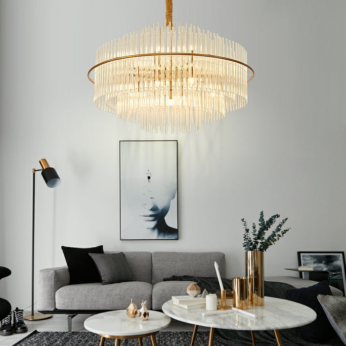 Modern European Style K9 Crystal Chandelier For Living/Dining Room Affordable Designer Round Ceiling Light Fixture For Bedroom