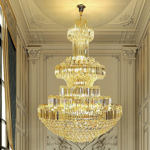 Modern Gold Foyer Extra Large Crystal Chandeliers Round Luxury Ceiling Light Fixture For Hall Entrance