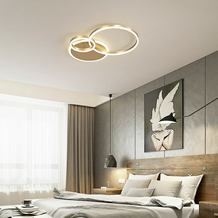 4 Rings Crystal Chandelier LED Ceiling Light Ring Pendant Light for Bedroom