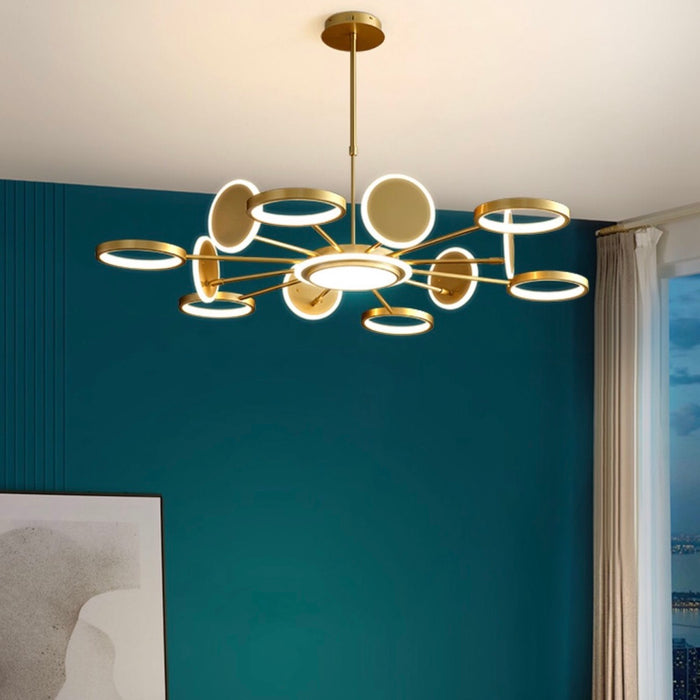 Lampadario molecolare moderno per soggiorno Lampada da soffitto creativa per sala da pranzo in rame