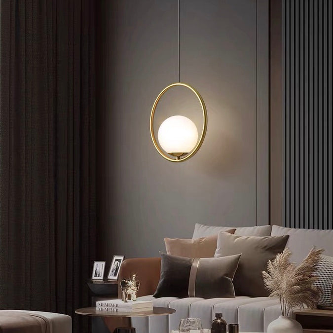 Plafoniera moderna per sala da pranzo in rame puro Lampada a sospensione semplice ed elegante per camera da letto