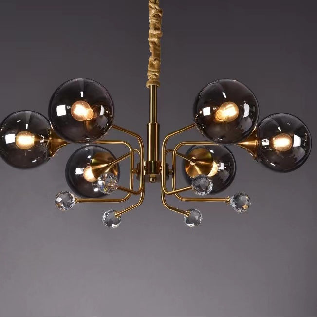 Lampadario con globi di vetro|Luce per plafoniere Sputnik|Ciondolo di metà secolo con fagiolo magico 