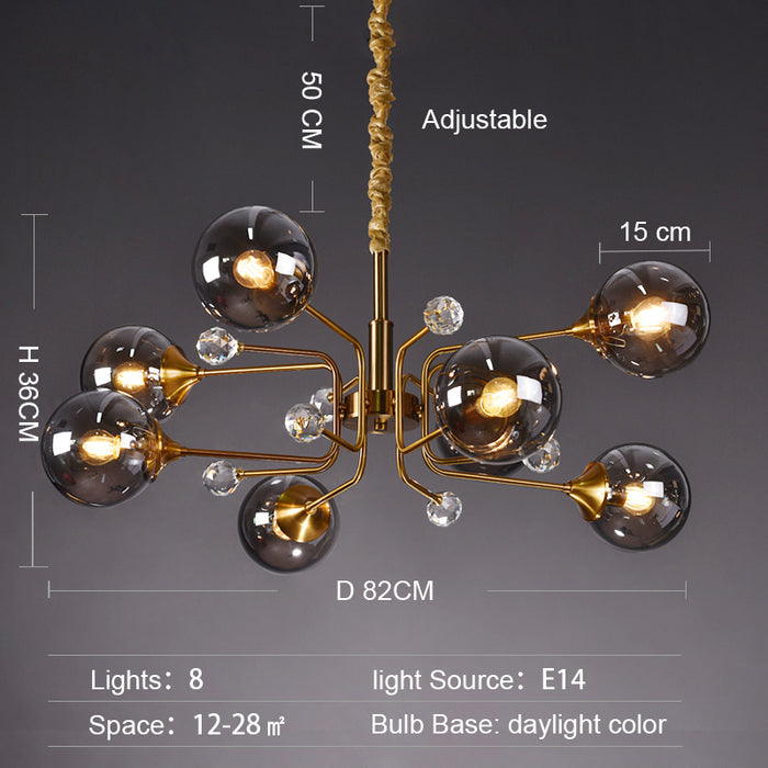 Lámpara de araña de globos de vidrio/Luz de accesorios de techo Sputnik/Colgante Magic Bean Mid Century 