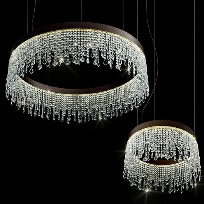 Extra Large Customization 3 Layers D39.8"+D31.9"+D24" Multi-piece Tiered Crystal Living Room Elegant Trendy Chandelier Three Layers Round Ceiling Pendant Light Fixture For Foyer Hall/ Staircase