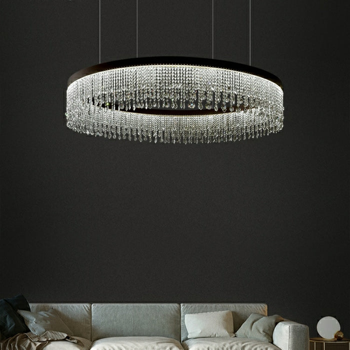 Extra Large Customization 3 Layers D39.8"+D31.9"+D24" Multi-piece Tiered Crystal Living Room Hot Sale Trendy Chandelier Three Layers Round Ceiling Pendant Light Fixture For Living Room