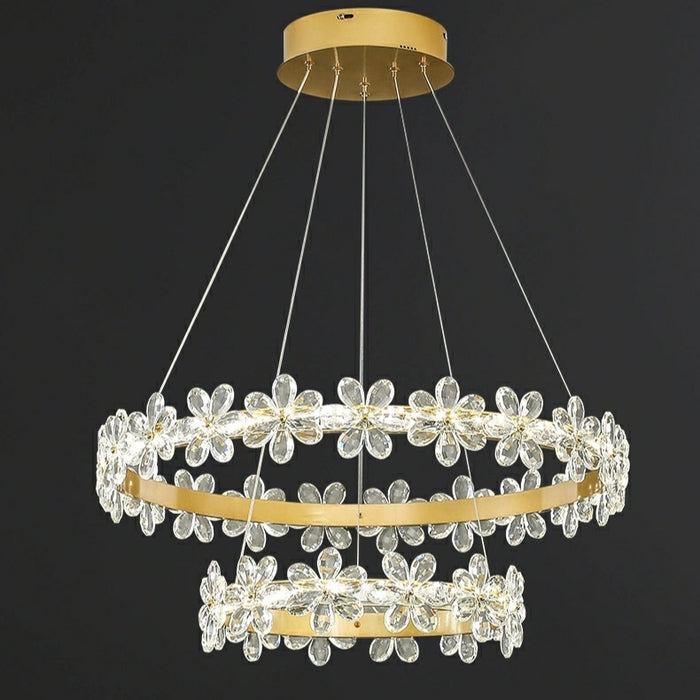 New Style Flower Crystal Chandelier For Living Room Petal Ring Pendant Lighting Fixture for Girls Bedroom