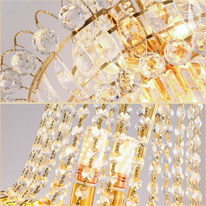 New Style Royal Large Crystal Chandelier Long Ceiling Lighting Fixture For Living Room Staircase/ Entryway
