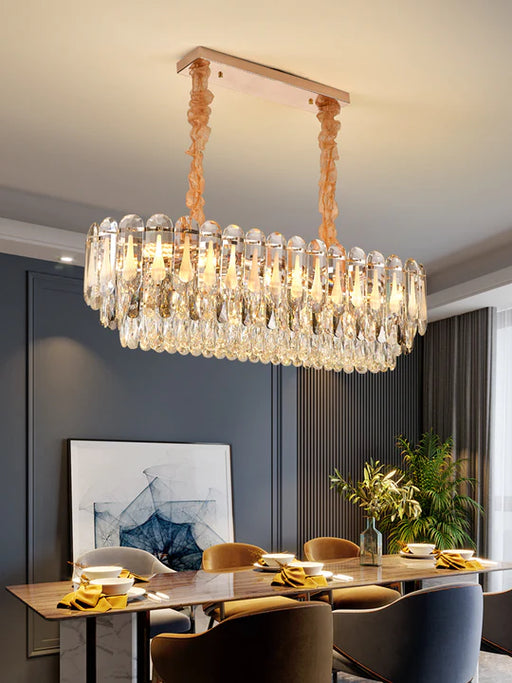Oversized Transparent Crystal Tiered Chandelier Suit for Living/Dining Room/Bedroom