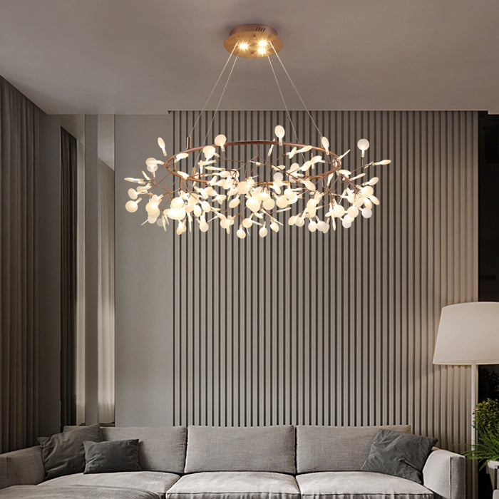 Diseño de lámpara de araña moderna Glowworm para dormitorio o sala de estar de niña 