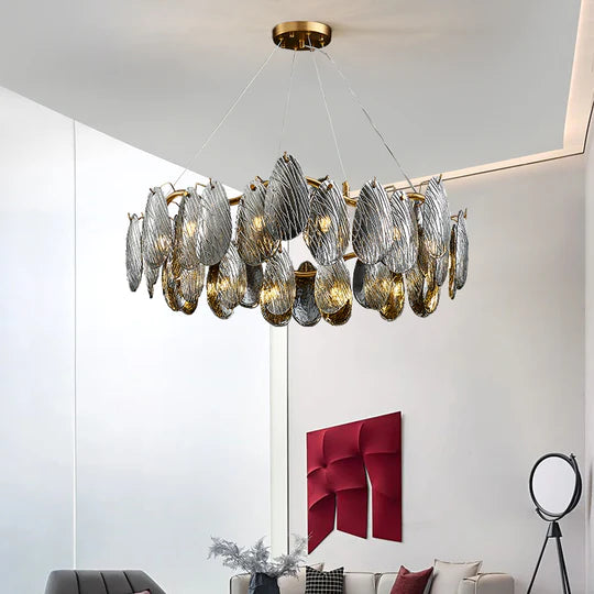 Post-modern Creative Art Cloud Glass Shell Suspension Chandelier Suit for Living & Dining Room, round