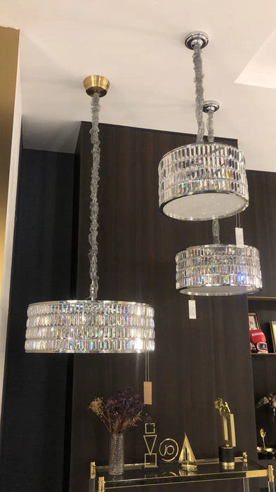 chrome,gold, round, modern, shining, minimalism, drum, chandelier, pendants, living room, dining room, PMMA, stainless steel, LED, China