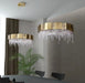 Post-modern Light Luxury Oval/Round Tiered Tassel Crystal Chandelier in Gold Finish for Living/Dining Room