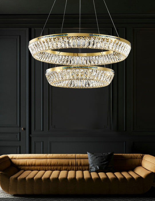 Light Luxury Creative Multi-layer Shell Crystal Art Chandelier for Living/Dining Room