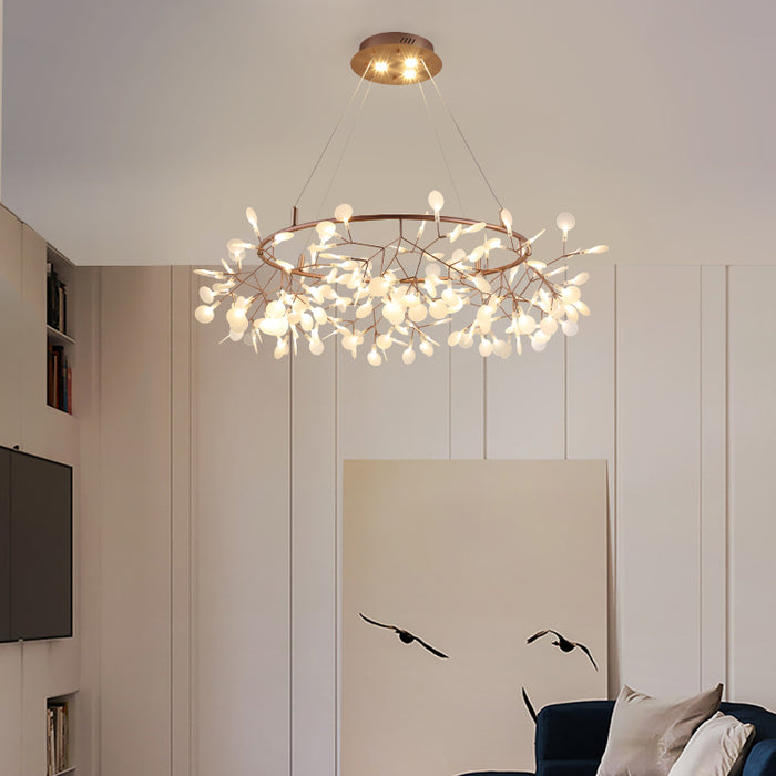 Diseño de lámpara de araña moderna Glowworm para dormitorio o sala de estar de niña 