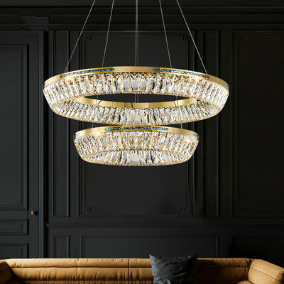 Light Luxury Creative Multi-layer Shell Crystal Art Chandelier for Living/Dining Room