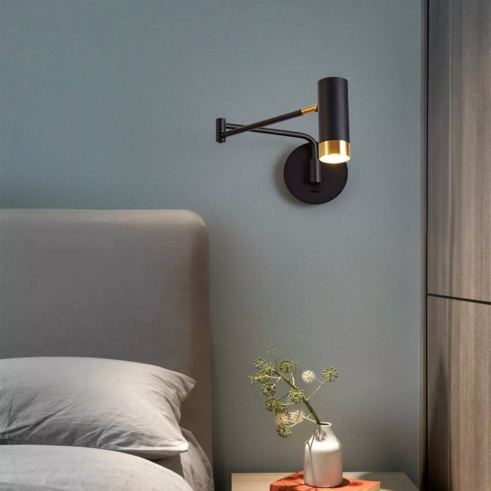 Aplique de pared simple y moderno ajustable para dormitorio o sala de estudio 