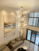 Porcelainous Leaves Twig Chandelier Tree Branch Shaped Pendant Light For High Ceiling Living Room Hotel Hall