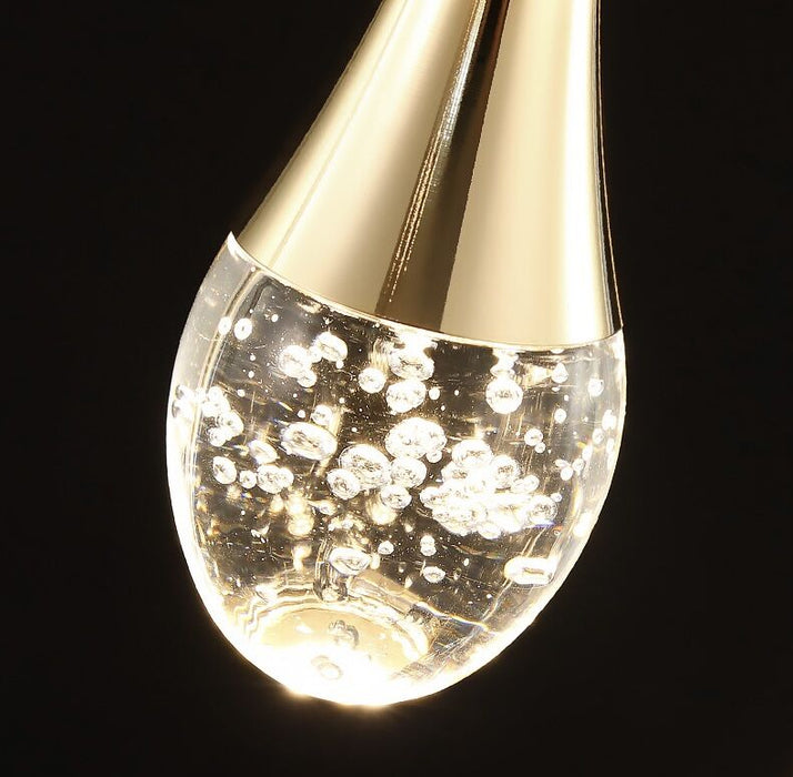 Lámpara de cristal moderna con gotas de agua, vestíbulo, escalera, lámpara de techo, iluminación de entrada