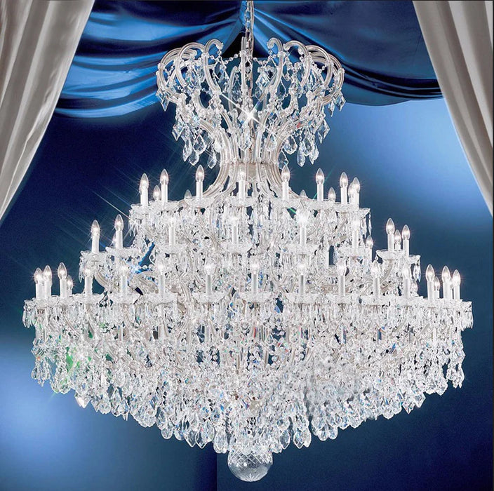 Lámpara de araña de cristal con rama de vela de lujo de múltiples capas extragrande para sala de estar/vestíbulo/escaleras