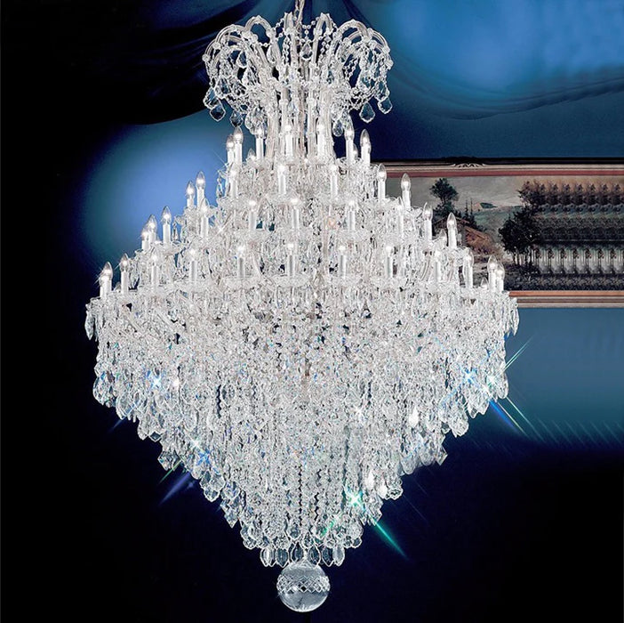 Lampadario di cristallo extra large multistrato con rami di candela di lusso per soggiorno/atrio/scale