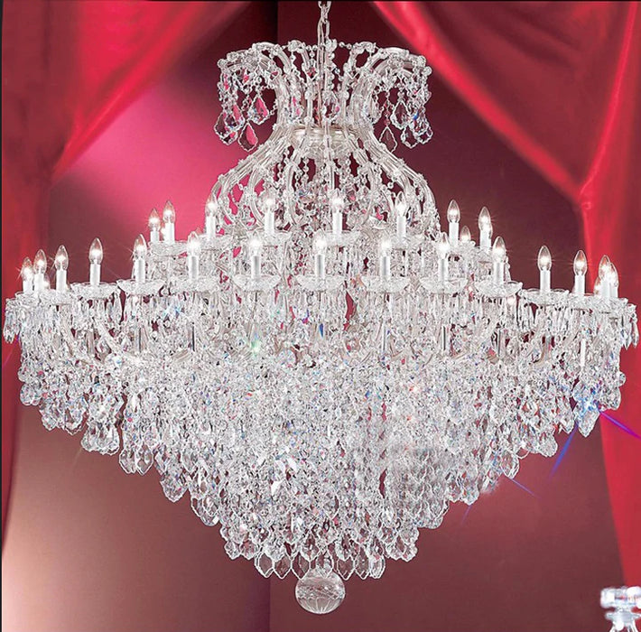 Lámpara de araña de cristal con rama de vela de lujo de múltiples capas extragrande para sala de estar/vestíbulo/escaleras