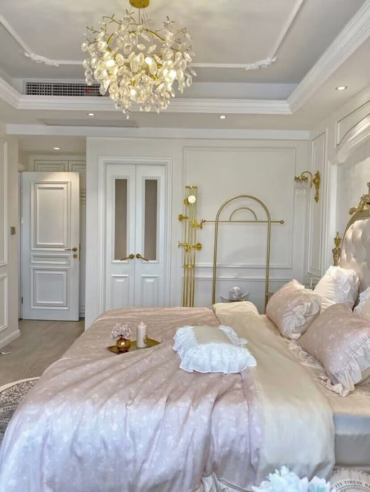 Lampadario di cristallo di lusso con luce romantica nuovo fiore per camera da letto / soggiorno / sala da pranzo
