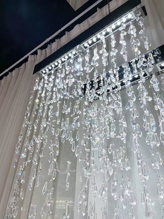 Lámpara de araña de cristal larga con borlas de lujo, luz creativa moderna, modelos de diseño, accesorio de iluminación para mesa de comedor/Bar, novedad de 2023