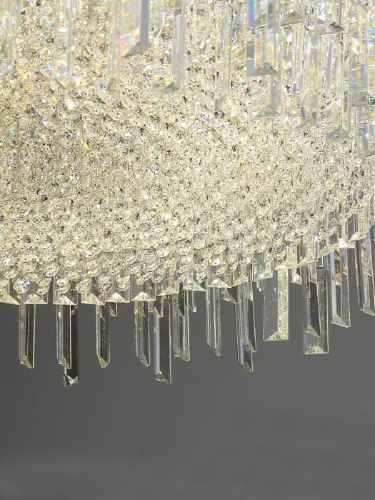 Lámpara colgante de techo moderna de cristal redondo elegante de plata cromada para sala de estar/dormitorio