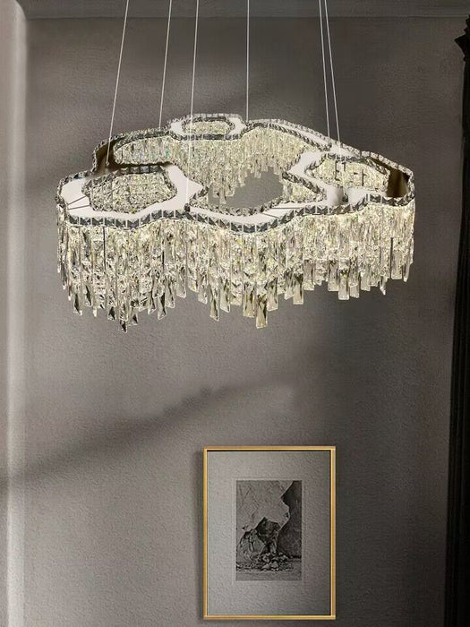 2023 nuova luce moderna di lusso creativo set lampadario di cristallo stile designer irregolare rotondo/ovale lampada per camera da letto/soggiorno/sala da pranzo