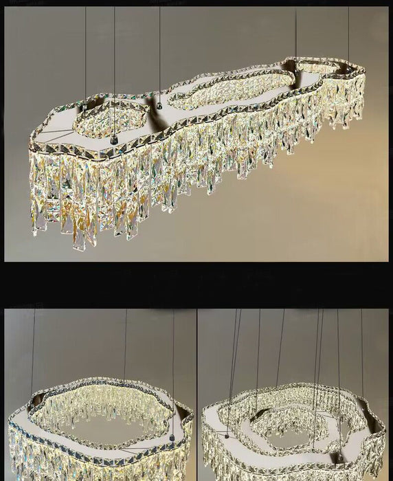 2023 Nuevo conjunto creativo de lujo ligero moderno Araña de cristal Estilo de diseñador Accesorio de iluminación redondo / ovalado irregular para dormitorio / sala de estar / comedor