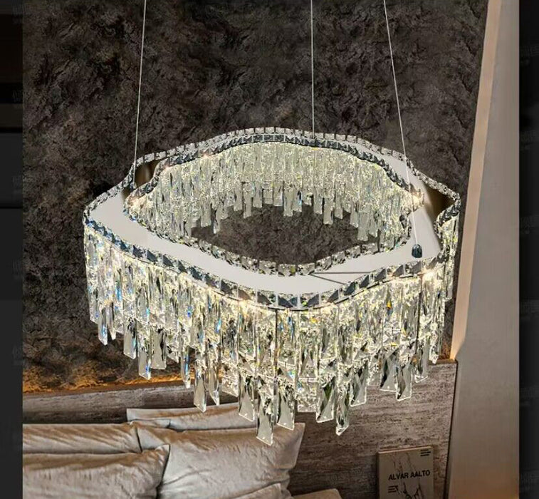 2023 New Modern Light Luxury Creative Set Crystal Chandelier Designer Style Irregular Round/Oval Light Fixture For Bedroom/Living Room/Dining Room