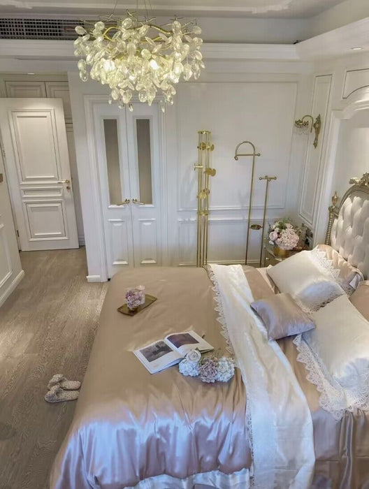 Lampadario di cristallo di lusso con luce romantica nuovo fiore per camera da letto / soggiorno / sala da pranzo