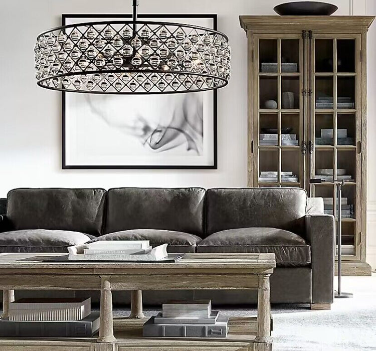 Lámpara de araña de cristal posmoderna, rectangular/redonda, para sala de estar/mesa de comedor
