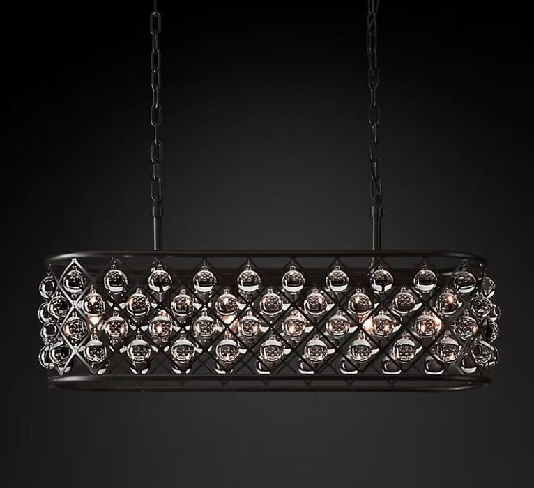 Post-modern Raindrop Crystal Chandelier Rectangle/Round Light Fixture for Living Room/Dining Table
