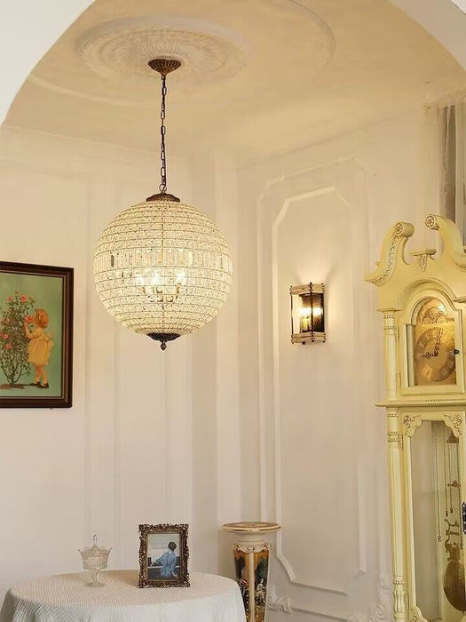 Lámpara de araña de cristal esférica elegante Vintage modelo de diseñador para sala de estar/vestíbulo/pasillo