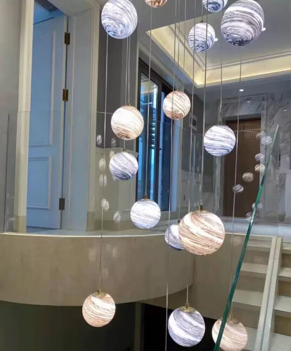 2023 New Nordic Planet Creative Long Pendant Chandelier For Staircase/Foyer/High-ceiling Hallway