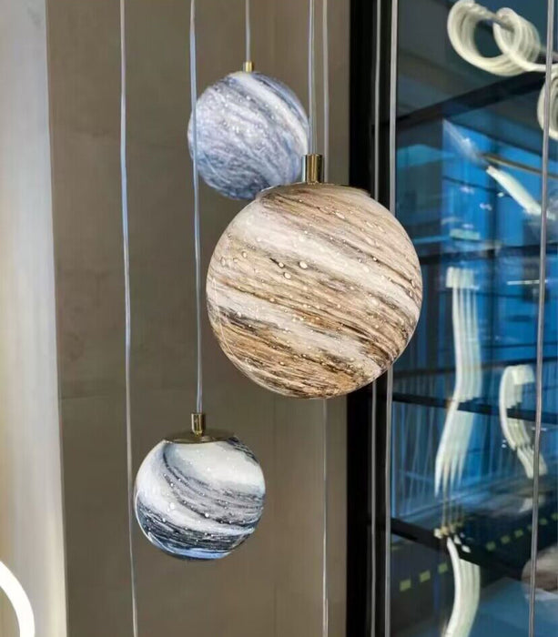 2023 Nuovo Nordic Planet Creativo Lampadario a sospensione lungo per scala/Foyer/Corridoio dal soffitto alto