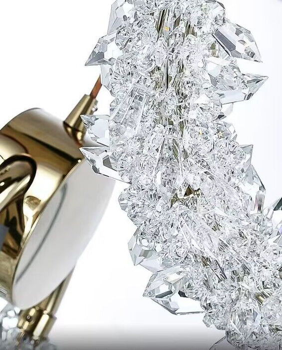 2023 New Modern Art Creative Ring Crystal Pendant Light Gold/Chrome Entryway/Bedside Light Fixture