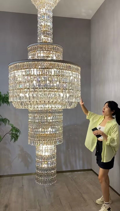 Extra Large New Modern Muti-tiered Round Crystal Chandelier Designer High-End Ceiling Light Fixture for Living Room