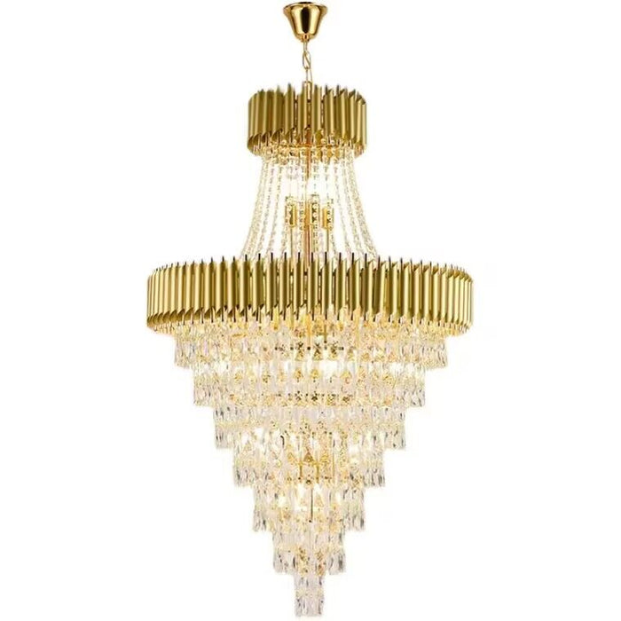 Lampadario di cristallo di lusso extra large moderno multistrato oro/nero chiaro per soggiorno a 2 piani, foyer