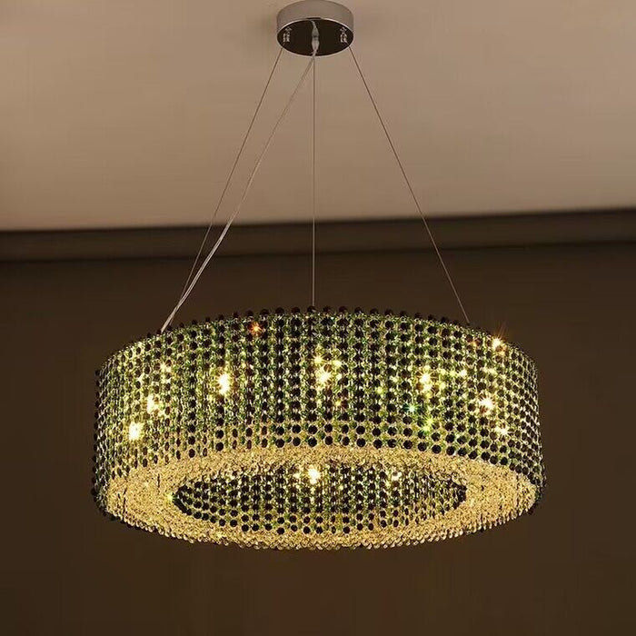 Lámpara de araña de cristal redonda de lujo, luz moderna italiana, accesorio de iluminación decorativo para sala de estar/comedor