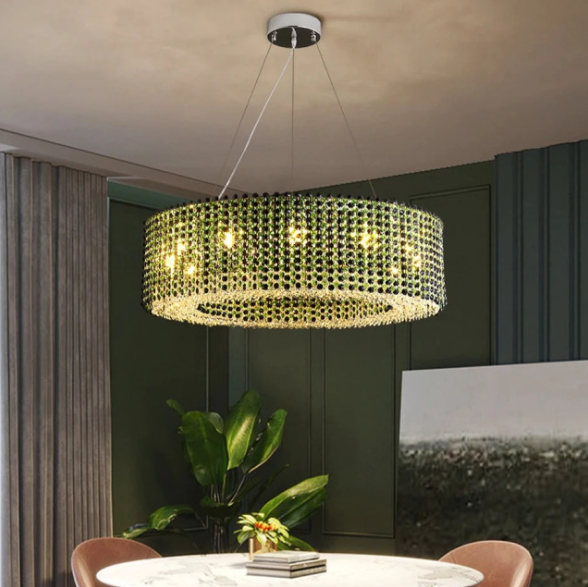 Italian Modern Light Luxury Round Crystal Chandelier Decorative Light Fixture For Living Room/Dining Room