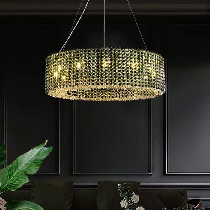 modern round crystal chandelier colorful crystal ceiling light for living room/dining room/bedroom/foyer