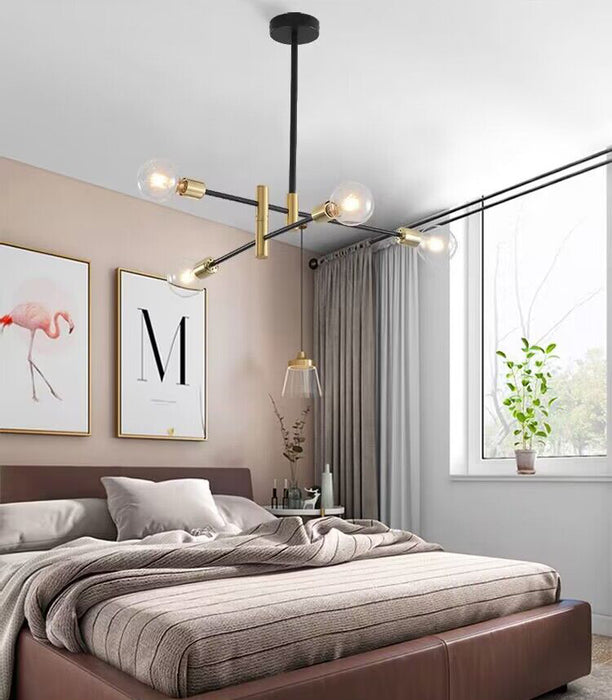 Lámpara de techo de cristal creativa nórdica moderna, lámpara colgante Sputnik de diseño de 4/6/8 luces para sala de estar/dormitorio/comedor
