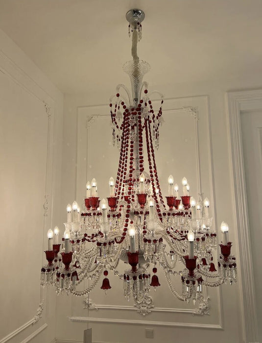 Candelabro de cristal de lujo de estilo europeo, candelabro de gran tamaño con diseño de rama artística, accesorio de iluminación para vestíbulo/escalera