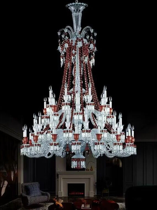 Lampadario di lusso in stile europeo con candela colorata in cristallo di grandi dimensioni, ramo artistico, lampada per foyer/scala