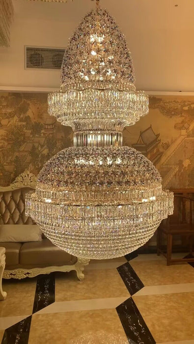 Lampadario di cristallo impero di lusso extra large nuovo oro Lampadario di design unico per foyer/corridoio
